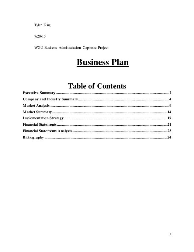 business plan capstone project tyler king