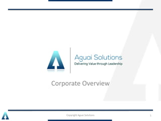 Corporate Overview
Copyright Aguai Solutions 1
 