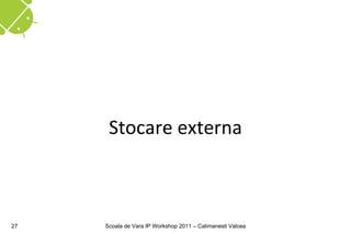 Stocare externa



27   Scoala de Vara IP Workshop 2011 – Calimanesti Valcea
 