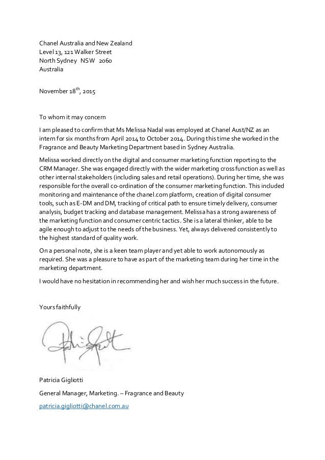 Letter CHANEL SYDNEY