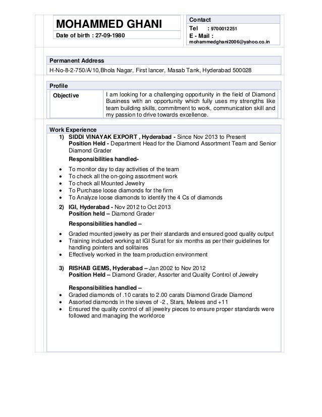 Resume Mohammed Ghani Impressive Resume Grader Resume Mohammed Ghani Impressive Resume Grader