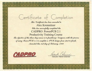 Cadpro Certificate