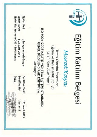Quality Management System Standard Certificate