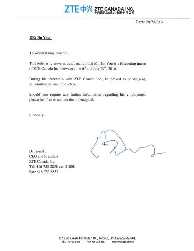 confirmation of internship letter
