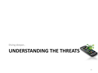 Diving deeper..

UNDERSTANDING THE THREATS


                            21
 