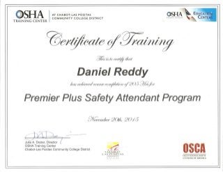 Cert - OSCA Premier Plus Safety Attendant (205 Hrs)