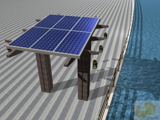 2 Post Support
1000 Watt PV Shade Pavilion (Off-Grid)
6-185 Watt Mono (Transparent Series) Modules
 