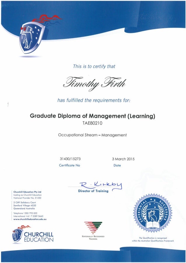FIRTHTimGraduateDiplomaofManagementLearningAdvancedDiplomaof…