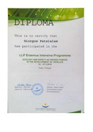 Diploma LLP Erasmus Intensive Programme