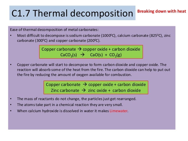 thermal decomposition of zinc carbonate