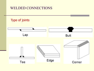 WELDED CONNECTIONS
Type of joints
 
