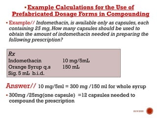 Compounding Drug Example Pharmaceutical Calculations and Compounding Techniques in Pharmacy ...
