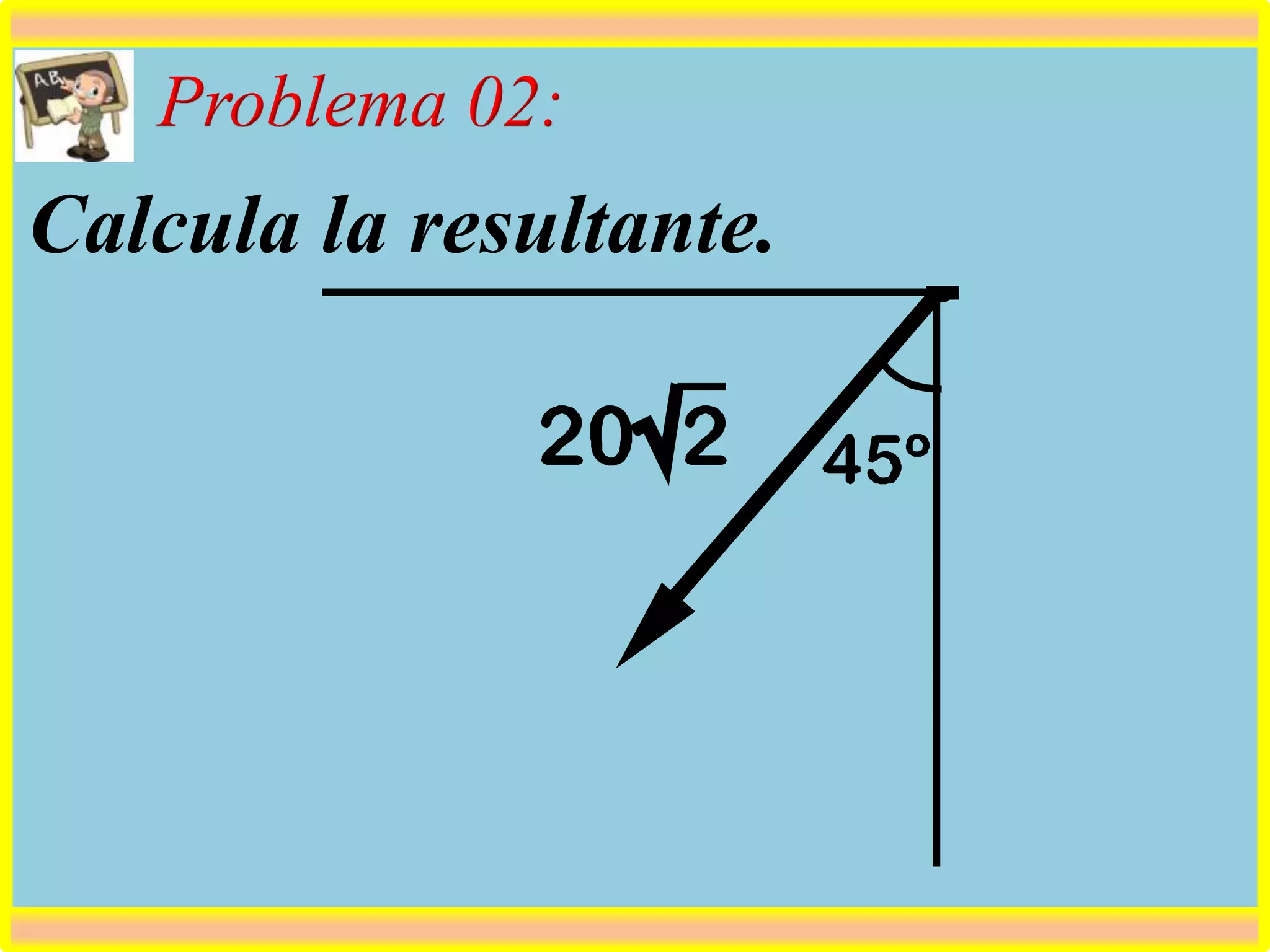 Problema 02:
Calcula la resultante.