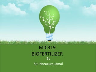 MIC319
BIOFERTILIZER
By
Siti Norazura Jamal

 