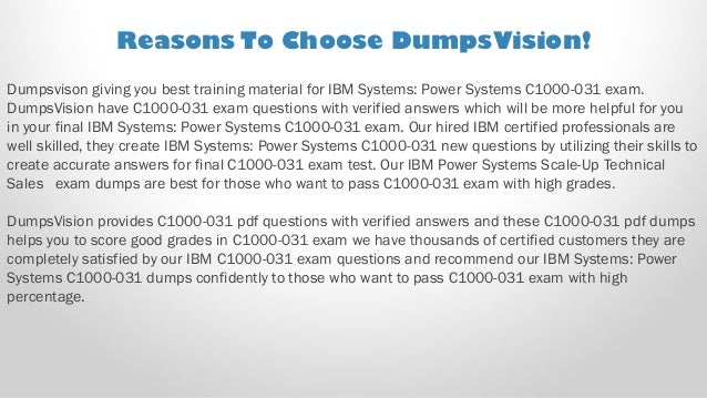 IBM Power Systems Scale-Up C1000-031 Exam Dump Practice Q/&A PDF VCE Simulator