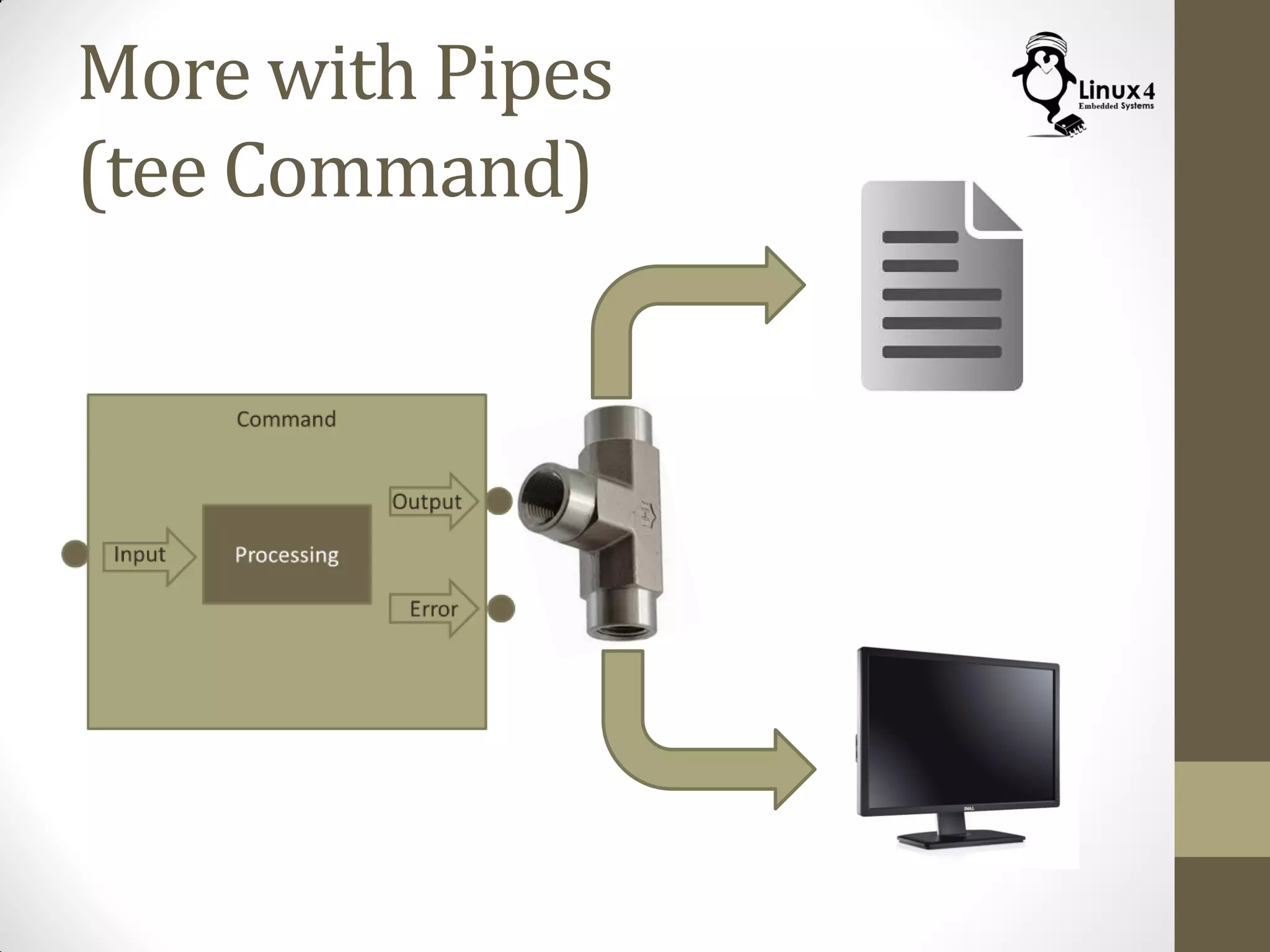 More with Pipes
(tee Command)
 