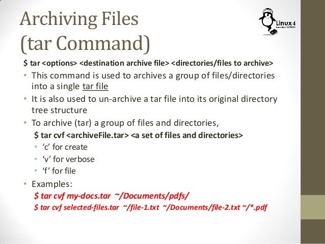 Archiving And Compression _ Chapter #15: Archiving and Compressing ...