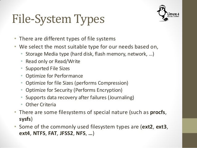 course 102 lecture 26 filesystems in linux part 1 linux file system types