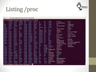 Listing /proc
 