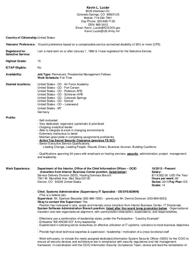 lucier resume 23oct16 gs 2210 14 infosec doi ocio isso how to write a usajobs resumes