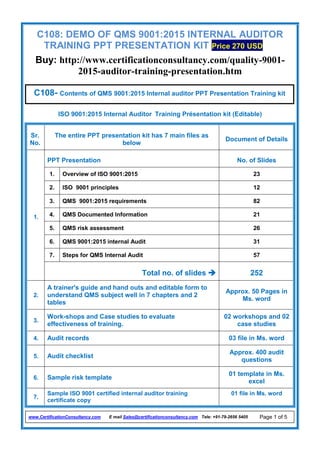 Training Presentation on QMS 9001:2015 | PDF