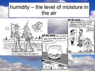 humidity – the level of moisture in the air 