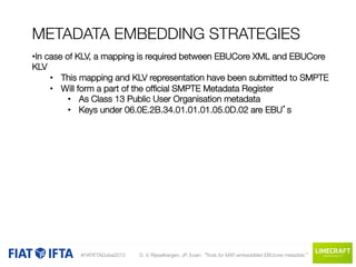 Matdata Ragister Tools for mxf-embedded bucore metadata, Dieter Van Rijsselbergen, Jean ...