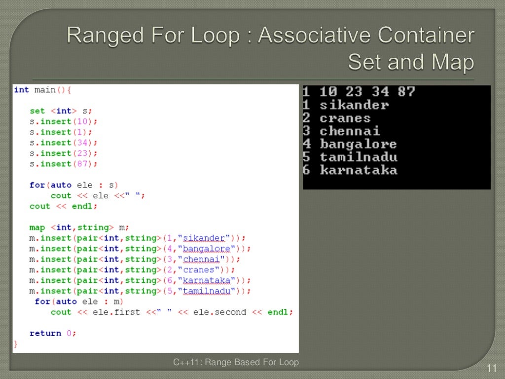 C++ 11 rangebased for loop
