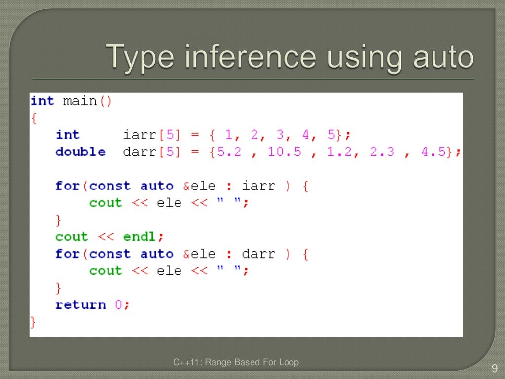 C++ 11 rangebased for loop