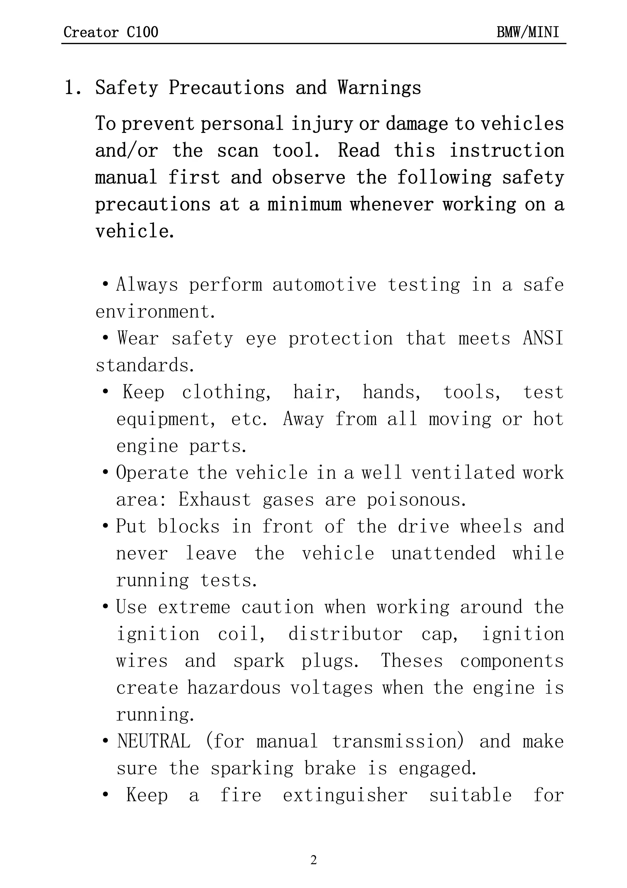 BMW Creator C110 code reader scanner user manual | PDF