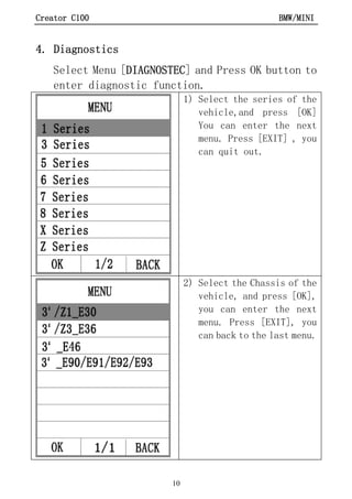 BMW Creator C110 code reader scanner user manual | PDF