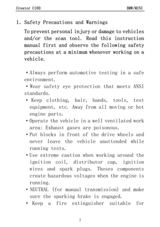 BMW Creator C110 code reader scanner user manual PDF