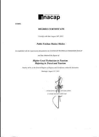 Degree certificate Pablo Muñoz