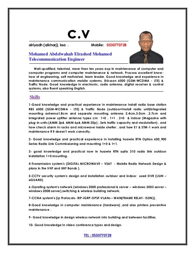 telecom engineer cv1 1 638