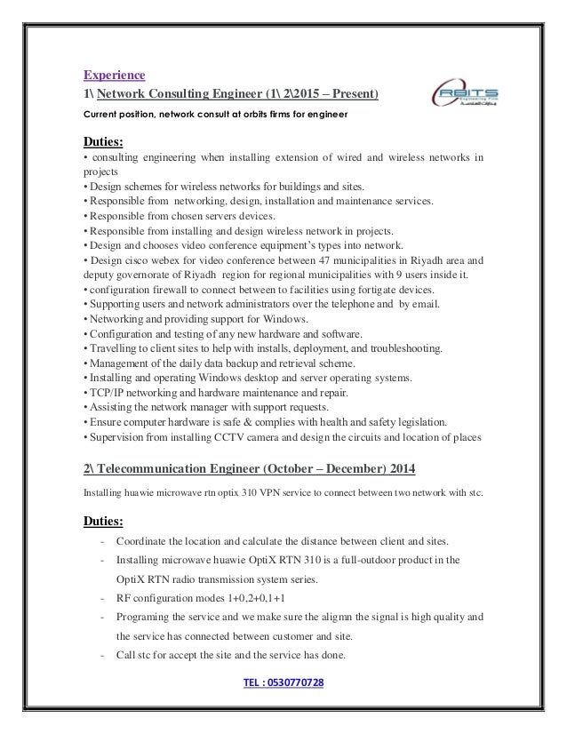 telecommunications resume