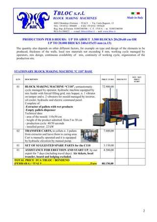 C110 concrete block making machine price list. | PDF