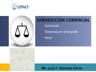 Evolución
Sistemas en el mundo
Perú
JURISDICCIÓN COMERCIAL
Ms. Luis F. Sánchez Cerna
 