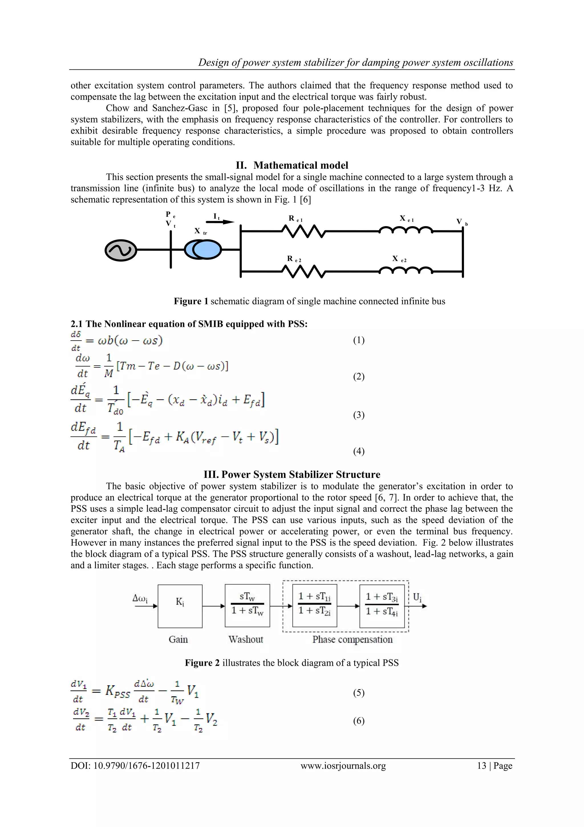 Design of power system stabilizer for damping power system oscillations ...