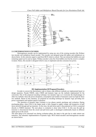Cmos Full Adder and Multiplexer Based Encoder for Low Resolution Flash ...