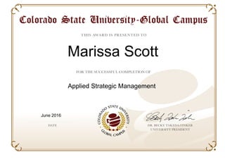 Marissa Scott
Applied Strategic Management
June 2016
Powered by TCPDF (www.tcpdf.org)
 