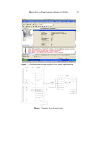 Elliptic Curve Cryptography Implementation                         73




Figure 7 Failed implementation for straightforward 299-bit implementation.




                  Figure 8 Multiplier General Architecture.
 