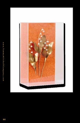 www.TommyMitchellCompany.com
44
G i l d e d L i l l y o f t h e Va l l e y S t u d y 0 0 0 7G F S . 8 ” x 13 ” x 4 ”. G i l d e d
o n Ta n g e r i n e L i n e n . A d d i t i o n a l c u s t o m l i n e n o r b a c k s a v a i l a b l e .
E a c h p i e c e i s d e s i g n e d b y To m m y, h a n d c r a f t e d , s i g n e d a n d d a t e d .
 