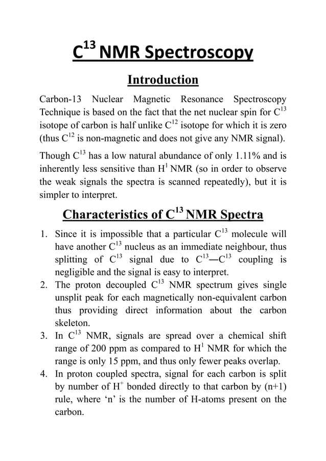 C13 NMR spectroscopy PDF