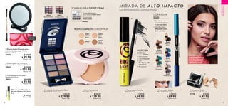 36 37
3
8
8
1
4
B
lu
sh
e
d
P
a
st
e
l
POLVO COMPACTO CON ESPONJA
MAQUILLAJE
PROFESIONAL
M I R A D A D E A L T O I M PA C T O
 Paleta de Sombras para Ojos y
Cejas OnColour 4.24 g
$ 300.00
$ 199.90
Puntos: 9.82
6 tonos de sombras
semi-brillosas PARA OJOS
2 tonos-mate
PARA CEJAS
Look Ahumado
Modelo maquillada con:
Paleta de Sombras para
Ojos y Cejas OnColour
38815 Smokey Nude.
SOMBRAS PARA OJOS Y CEJAS
38801
Medium
Beige
38802
Dark
Beige
38803
Amber
38804
Dark
Cocoa
 Polvos Compactos
OnColour 6 g
$ 160.00
$ 129.90
Puntos: 6.38
 Sacapuntas Doble
Medidas: 3.5 x 2.8 x 2.5 cm.
27730 $ 70.00
$ 49.90
Puntos: 1.23
 Espejo Doble con Aumento
Diámetro: 15.5 cm. Medidas: 22 x 8 cm.
29043 $ 240.00
$ 179.90
Puntos: 4.42
 Delineador de Ojos
Dúo OnColour 1.5 g
$ 120.00
$ 69.90
Puntos: 3.43
 Brocha Doble Precisión para
Sombra de Ojos Largo: 17.5 cm.
Diámetro: 0.9 cm.
29595 $ 140.00
$ 99.90
Puntos: 2.45



36088
Mocha 
Rose Gold
36087
Black 
White
36090
Green 
Turquoise
DELINEADOR
DUAL
• Dos tonos
complementarios
en un solo lápiz
• Facilita crear
diferentes looks
en tu mirada
36089
Blue 
Sapphire
36091
Purple  Lilac
Con delineado bicolor y pestañas infinitas
 Máscara para Pestañas
OnColour 8 ml
$ 120.00
$ 69.90
Puntos: 3.43
Máscara para Pestañas A
Prueba de Agua OnColour
8 ml
$ 140.00
Puntos: 6.88




42273
Black
MÁSCARA
INTENSA
• Extra volumen
• Cepillo Big Lash
• Con
Pro-Vitamina B5
que hidrata
• No mancha
3
8
9
2
9
B
la
c
k
36089
Blue

Sapphire
 Cosmetiquera OnColour
Medidas: 20 x 10 cm.
38931 $ 129.90
$ 99.90
Puntos: 2.45

38814
Blushed Pastel
38815
Smokey Nude
EDICIÓN
LIMITADA
3
8
8
0
2
D
a
r
k
B
e
i
g
e
 