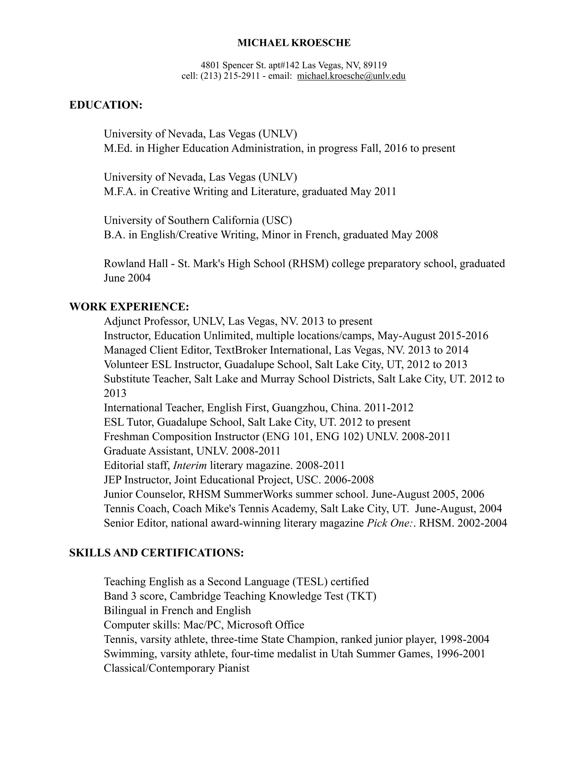MichaelKroescheResume | PDF