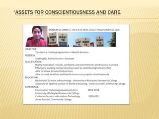 “ASSETS FOR CONSCIENTIOUSNESS AND CARE.
 