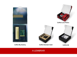 Coffret Giordani Gold
A LEMBRAR
Coffret S8Coffret My Destiny
Coffret Love Potion
 