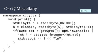 Type Inference (continued)
auto isSpecial = [](int x) { return x == 5; };
auto a = [](auto x, auto y) { return x + y; };
a...