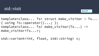 And many more?
tasks?
std::network IO?
coroutines?
modules?
C++ ?
 
