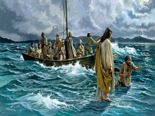 - Os discípulos devem estar conscientes da presença de Jesus.
O "fantasma" do MEDO desvanece e as crises de fé são superadas,
quando aceitamos a presença de Deus em nossa vida.
Ele continua a garantir: "Coragem! Sou Eu. Não tenhais medo".
 